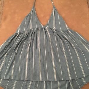 blue and white halter tank